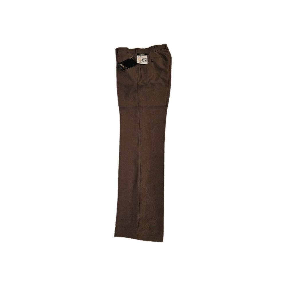 Vintage Men's 80s HAGGAR Slacks Pants Disco Polyester Brown 33x34 NWT Deadstock - Picture 3 of 9